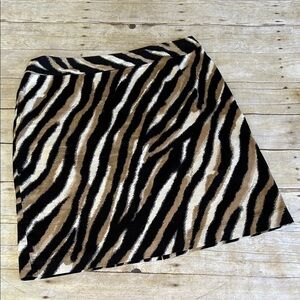 Talbots Zebra-Stripe Mini Skirt in Black, Cream & Tan
